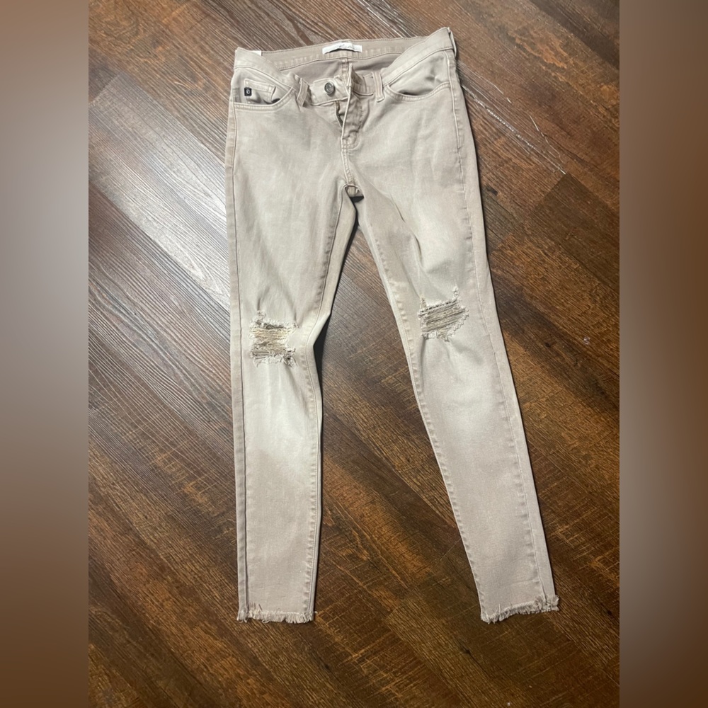 KanCan Khaki Gray Distressed Skinny Jeans with acid wash 25